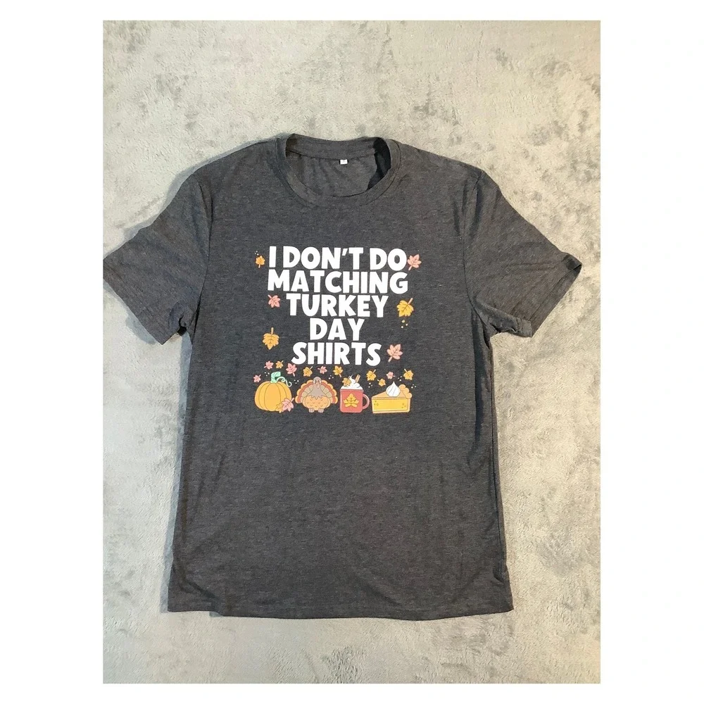 Funny Thanksgiving Graphic‎ Tee Charcoal Gray Size S